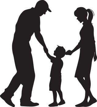 Walking Family Silhouette Scene vector