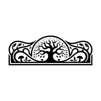 Intricate Black Tree Ornament, Botanical Border, Vintage vector