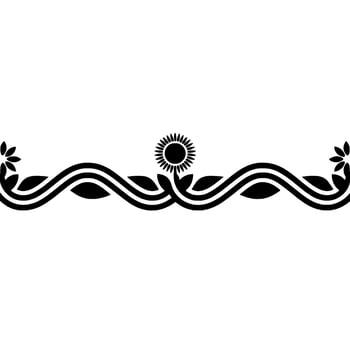 Stylized Wave with Sun Minimalist Decorative Border vector