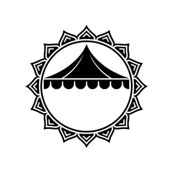 Geometric Tent Emblem, Minimalist , Event Branding - Monochromatic vector