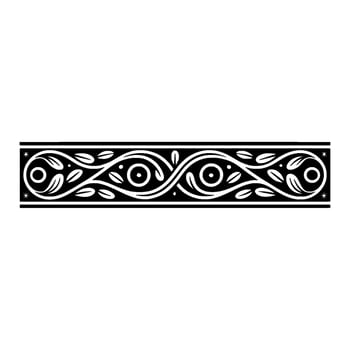Elegant Black and White Floral Border, Vintage - Symmetry - Ornamental vector