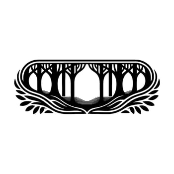 Stylized Forest Emblem, Vintage Botanical Illustration - Linear vector