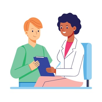 Patient Consultation with Doctor Illustration depicting doctorpatient interaction and medical checkup vector