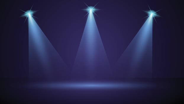 Spotlights on a dark stage background vector