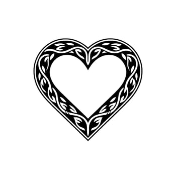 Intricate Celtic Heart Ornament, Black White, Symbolic vector