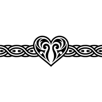 Celtic Heart Border, Intricate, Symbolic Love, Knotwork vector