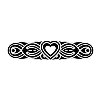 Tribal Heart Ornament - Intricate Black Element vector