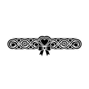 Intricate Black White Heart Border, Romantic Deco vector