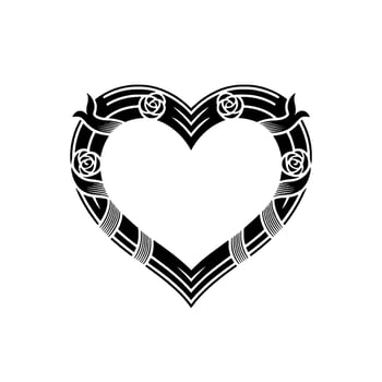 Intricate Tribal Heart Frame, Elegant Black White vector