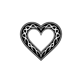 Intricate Celtic Heart Symbol, Elegant Black White vector