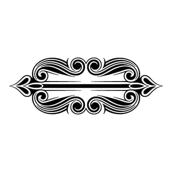 Elegant Black White Swirl Border Element, Vintage vector