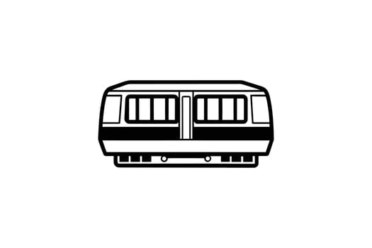 Modern Monorail Train Car Icon in Black and White Transportation System Public Transit Minimalist Design Clean Lines Silhouette vector