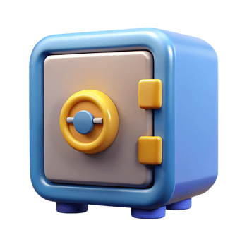 Cute cartoon blue safe with yellow accents isolated on transparent background png