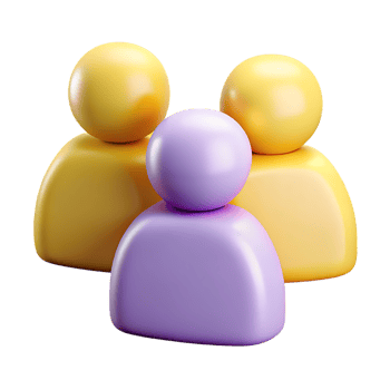 Three 3d people icons group isolated on transparent background png