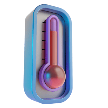 Modern thermometer with blue and purple accents isolated on transparent background png