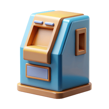 Stylized 3d atm machine isolated on transparent background png