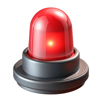 Red emergency warning light beacon isolated on transparent background png