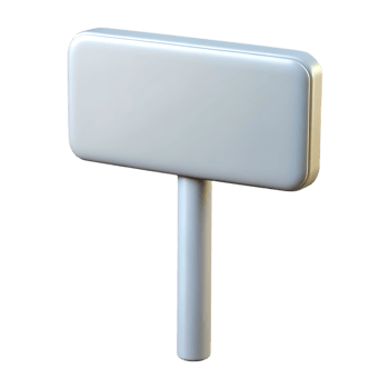 Blank white rectangular sign on a pole isolated on transparent background png
