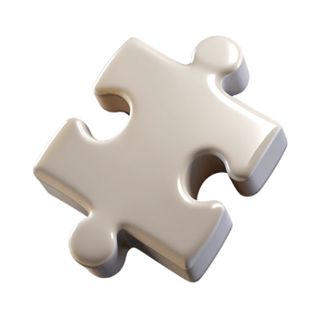 Single glossy white puzzle piece isolated on transparent background png