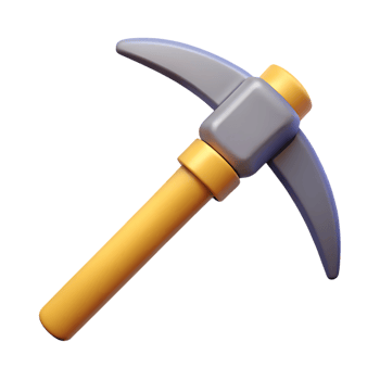 Stylized 3d mining pickaxe isolated on transparent background png