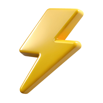 Shiny yellow 3d lightning bolt icon isolated on transparent background png
