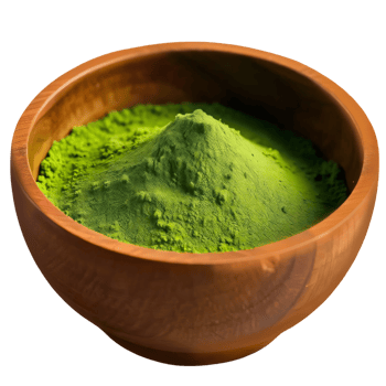 Matcha powder in a wooden bowl png