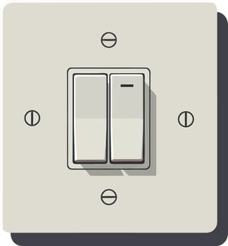 Light switch with dual toggle buttons illustration in neutral tones for home electrical control panel design vector