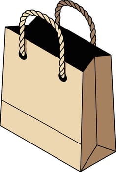Paper shopping bag with rope handles eco friendly design isolated on white background illustration vector