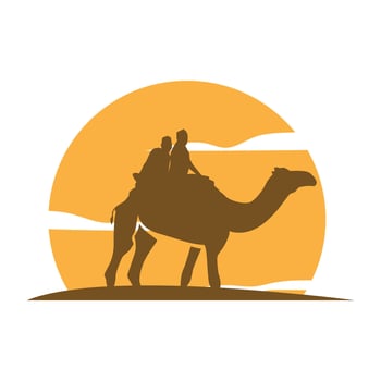 desert animal sahara silhouette logo camel modern concept vintage caravan camel illustration template symbol brand product business vector