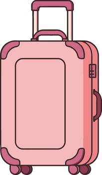 Pink suitcase with wheels and handle for travel and vacation packing essentials design vector