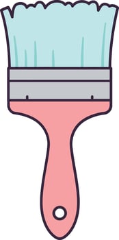 Paintbrush with light blue bristles and pink handle isolated on white background illustration vector