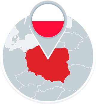 Poland map and flag, map icon with highlighted Poland png