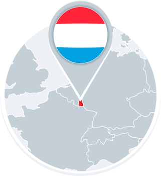 Luxembourg map and flag, map icon with highlighted Luxembourg png