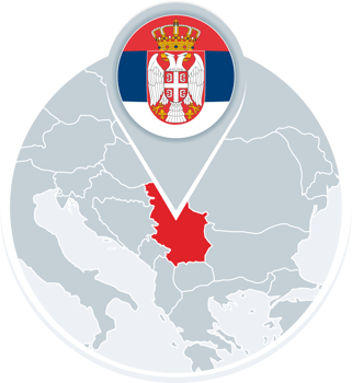 Serbia map and flag, map icon with highlighted Serbia png