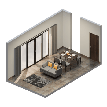 Isometric Open Space Dining Living Room png