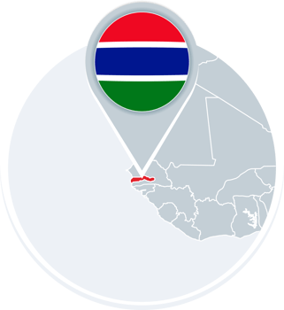 Gambia map and flag, map icon with highlighted Gambia png