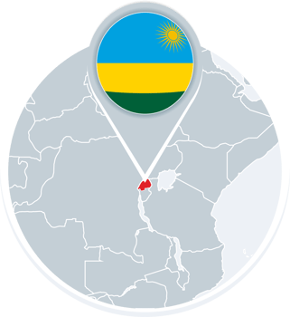 Rwanda map and flag, map icon with highlighted Rwanda png