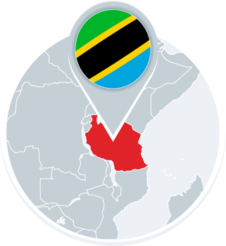 Tanzania map and flag, map icon with highlighted Tanzania png