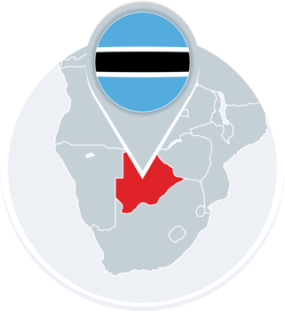 Botswana map and flag, map icon with highlighted Botswana png