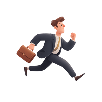 Businessman running with briefcase png
