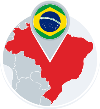 Brazil map and flag, map icon with highlighted Brazil png