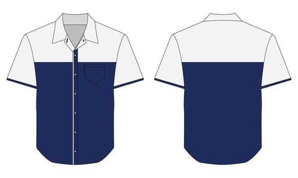 Short sleeve blue and white work uniform mockup vector