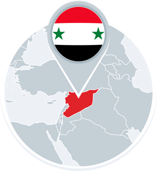 Syria map and flag, map icon with highlighted Syria png