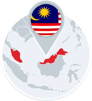 Malaysia map and flag, map icon with highlighted Malaysia png