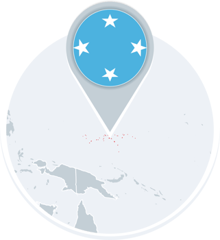 Micronesia map and flag, map icon with highlighted Micronesia png