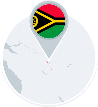Vanuatu map and flag, map icon with highlighted Vanuatu png