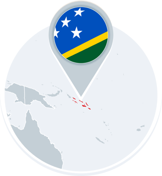 Solomon Islands map and flag, map icon with highlighted Solomon Islands png