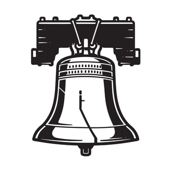 Iconic liberty bell black and white illustration representing american history and independence vector