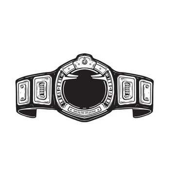 Vintage illustration of a championship belt in black and white isolated on white vector