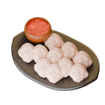 3D Meatball Skewers without Sticks and Spicy Sauce png